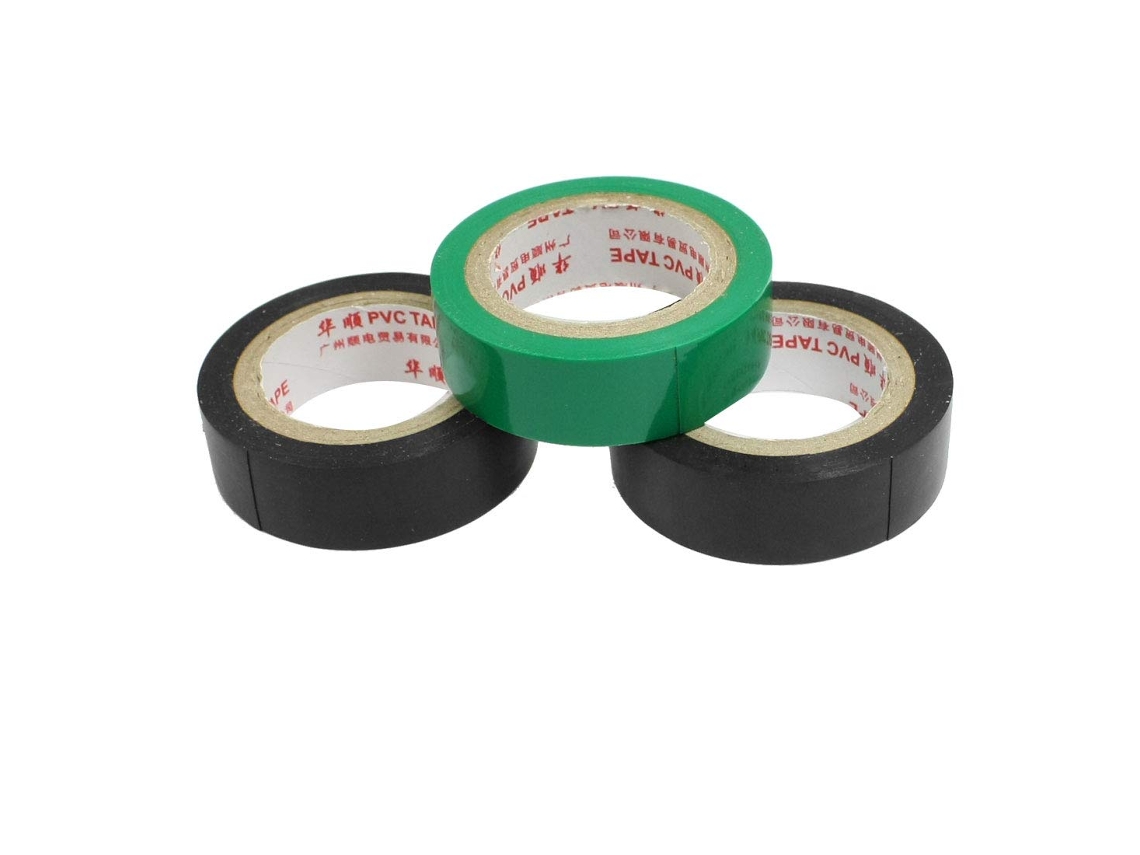 Rollos De Cinta Aislante Adhesiva Negra Y Verde 5 Cm X 1,5 3 Unidades