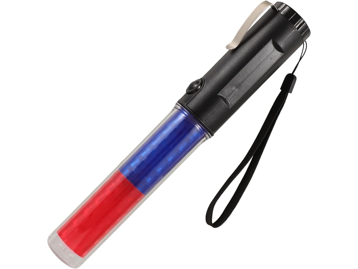Lanterna Led Recarregável De 26 Cm Nas Cores Vermelha E Azul.