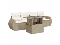 Conjunto 5 de sofás jardín con cojines VIDAXL ratán sintético beige
