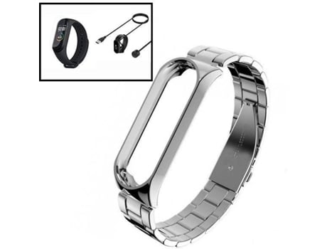 Kit Correa Acero Stainless Lux + Herramienta + Cargador Usb Charger + Protector Pantalla Gel Full Cover PHONECARE Xiaomi Mi Band 6, Mi Smart Band 6...