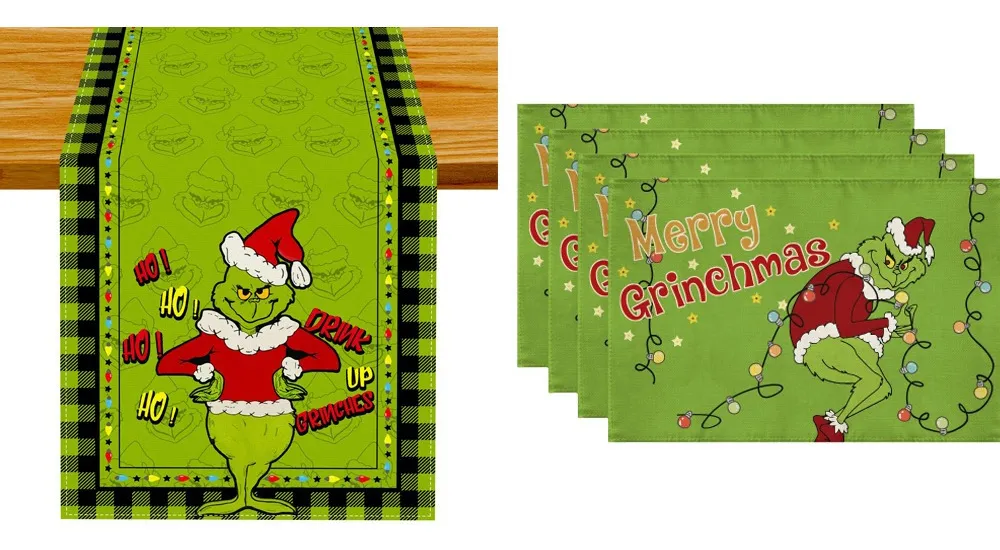 Nuevo mantel navideño del Grinch con decoración navideña, 5vayotoy