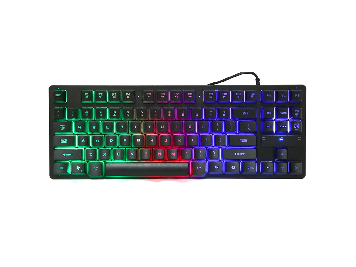 Teclado Gamer Com Fio 87 Teclas Design Ergonomico Retroiluminado Colorido Para Desktop E Notebook Preto