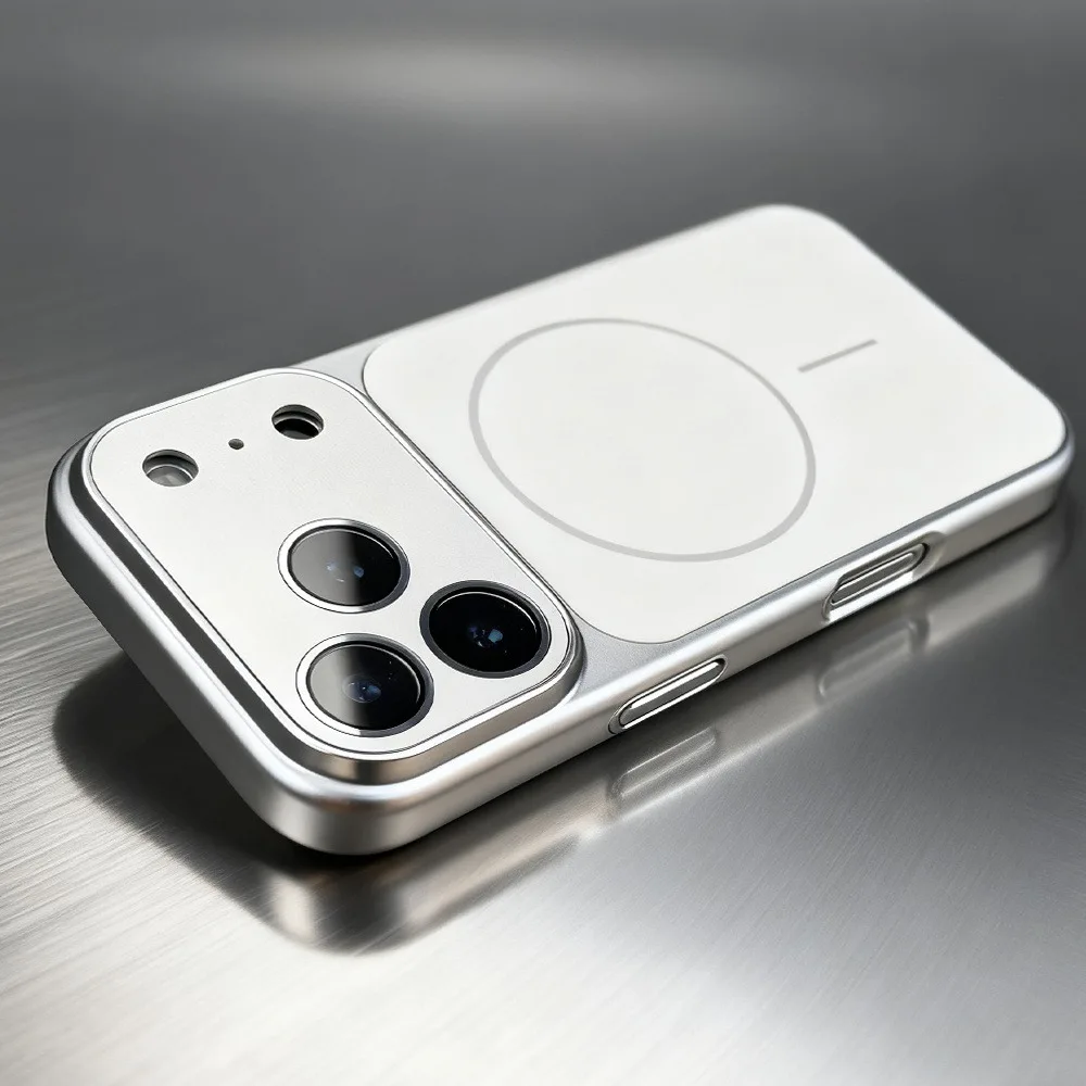 (iphone 16 Plateado) Funda Magnética De Lujo Para Iphone Con Protección Para La Cámara.