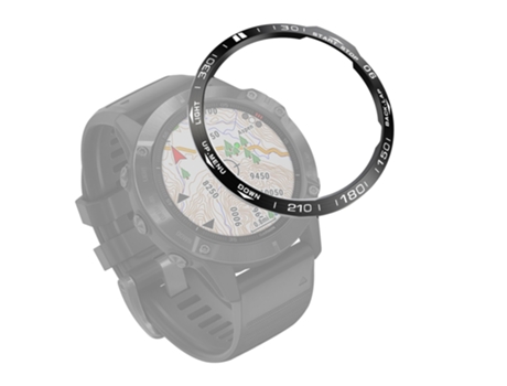 Garmin Fenix 6X/6X Pro/6X Zafiro Reloj Inteligente Anillo Bisel de Acero, Una Versión (Anillo Negro Letra Blanca)