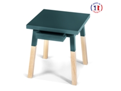 Conjunto de 2 Mesitas de Noche Cuadradas MON PETIT MEUBLE FRANÇAIS con Tablero Pintado y 1 Cajón (Azul Gris Lehon - Madera - 40 x 45 x 40 cm)