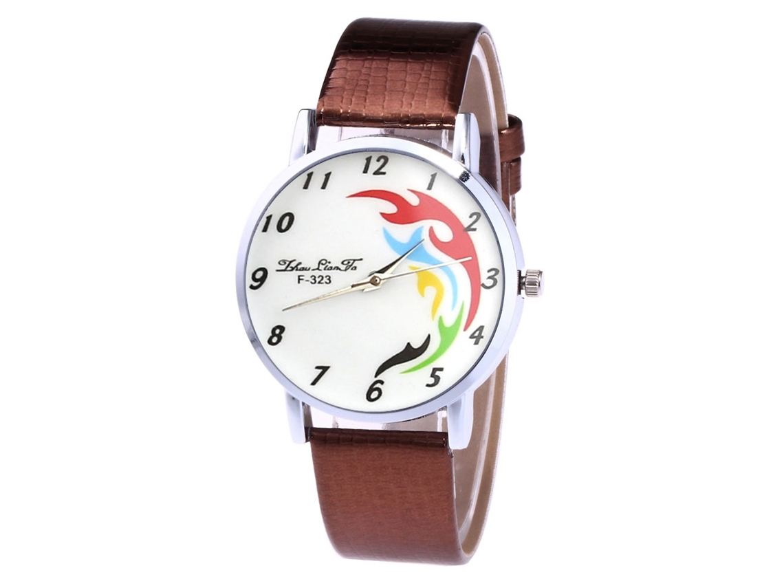 Reloj De Pulsera Analógico De Cuarzo Para Parejas Con Correa De Piel Sintética, Estilo Café De Moda.