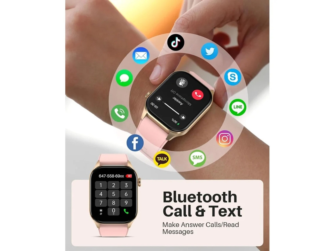 Reloj inteligente de 2,04 pulgadas con monitorización de oxígeno en sangre por infrarrojos, pantalla AMOLED, resistente al agua, monitorización de la salud, Bestvite