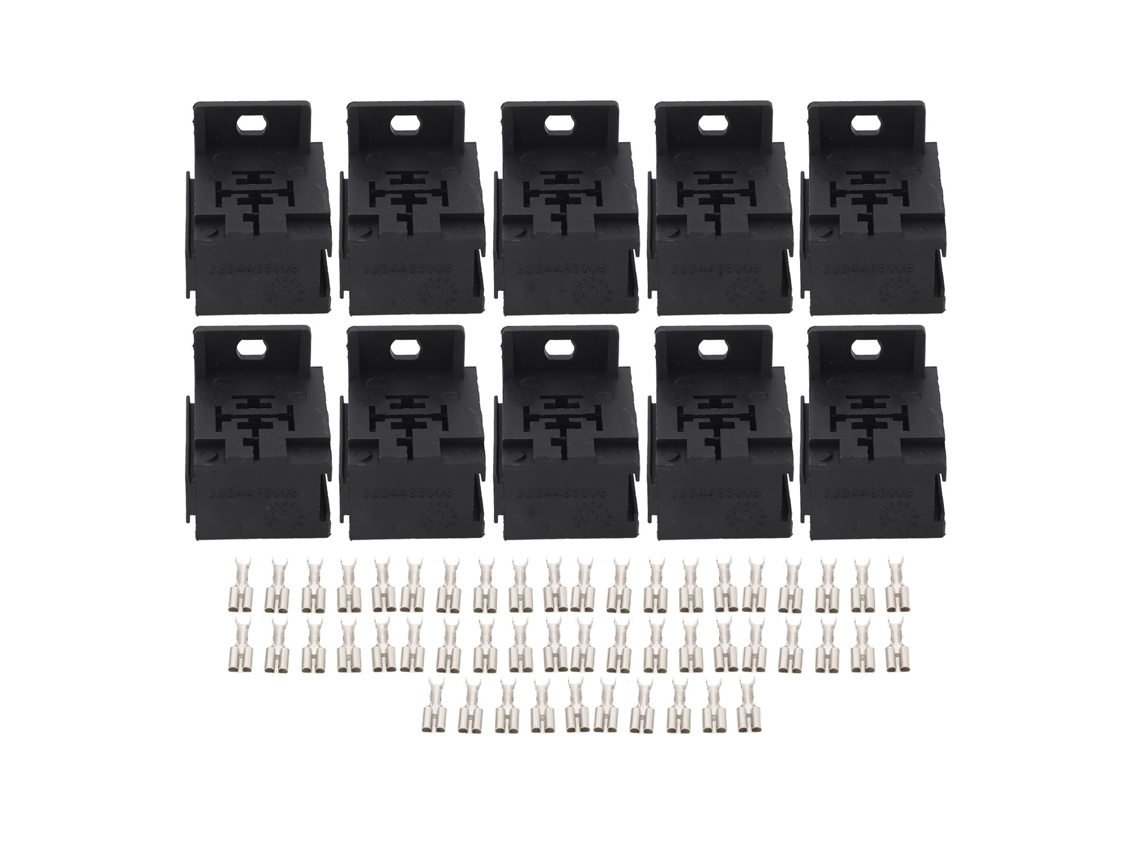 10 conectores de relé ABS para automóvil, 5 pines, 40 A, con 50 terminales para alarmas, faros y arranque remoto.