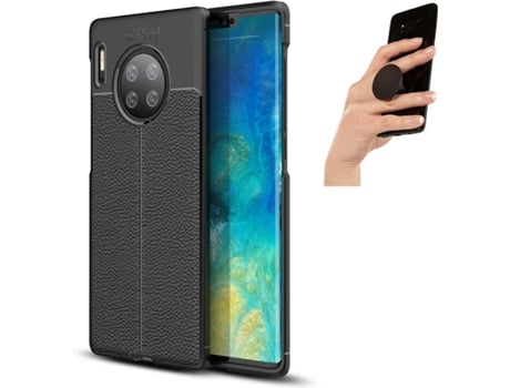 Carcasa y Popsocket Huawei Mate 30 Pro Rugged Leather (Negro)