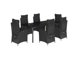 Maison Exclusive - Set De Comedor De Jardín 7 Pzas Y Cojines Ratán Sintético Negro