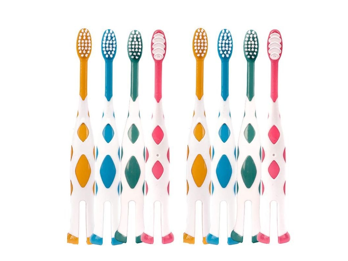 8 Cepillos De Dientes Infantiles Extra Suaves Con Un Bonito Diseño De Ciervo Para Niños De 2 A 8 Años (rosa, Naranja, Azul, Verde)