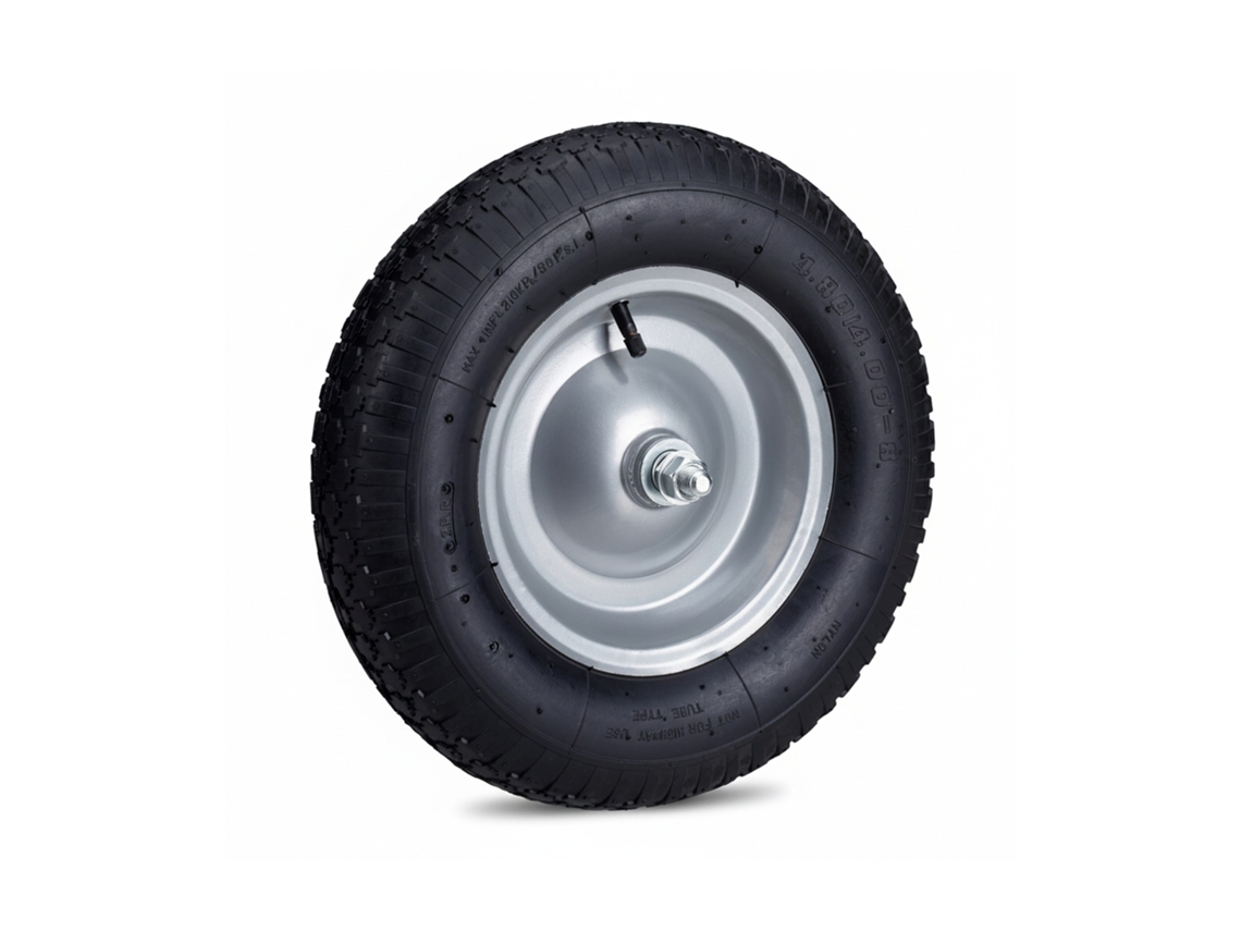 Relaxdays Rueda De Carretilla, Neumático De Recambio Con Eje, Llanta De Acero, 120 Kg, Negro