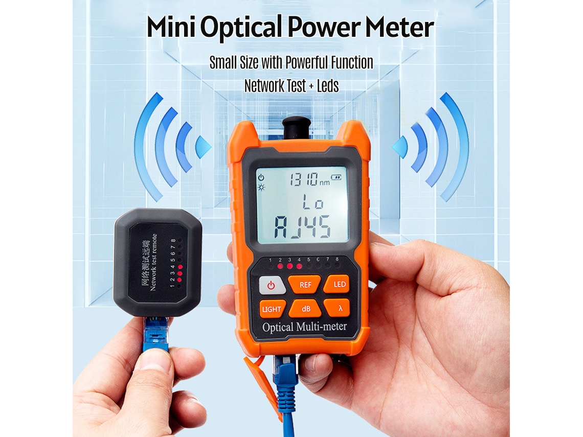 Probador De Fibra Óptica Portátil, Mini Medidor De Potencia Óptica Con Iluminación Led Para Cableado De Red.