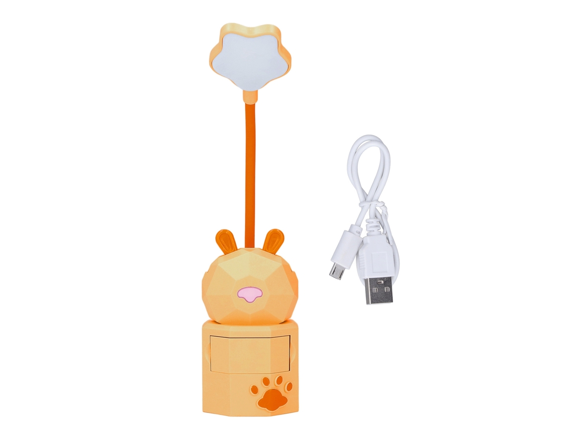 2026-lámpara De Escritorio Para Niños Conejo Cartooon Luz Caliente Flexible Usb Cargable Duradera Con Caja De Almacenamiento Amarilla