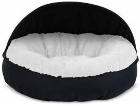 Cama Redonda para Perros y Gatos GAUTY Tela Impermeable y pelo (Blanco y Negro - 57 cm)