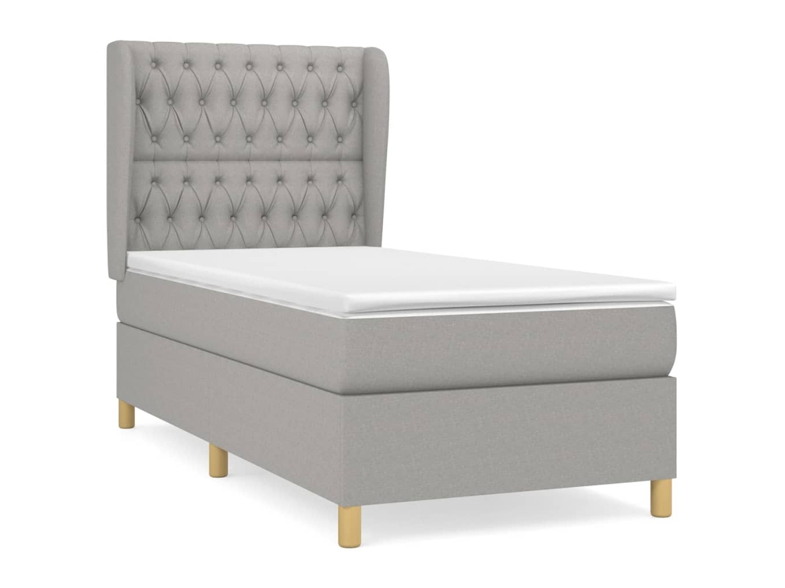 Maison Exclusive - Cama Box Spring Con Colchón Tela Gris Claro 100x200 Cm