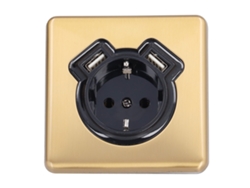 Enchufe De Pared Europeo Retro De Bronce Con Doble Puerto Usb, Ignífugo, Para Dormitorio/cocina.