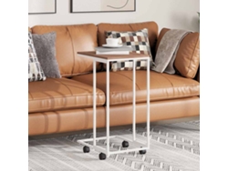Mesa Auxiliar | Mesa Lateral Con Ruedas Madera Ingeniería Blanco 40x30x63,5 Cm