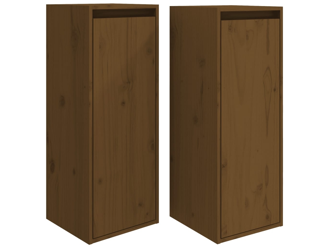 Conjunto de 2 armarios de pared de pino macizo en color marrón miel MAISON EXCLUSIVE (30x30x80 cm)