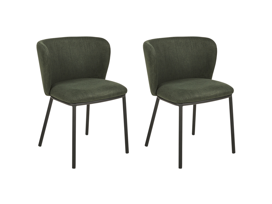 Conjunto de 2 cadeiras de refeição sem braços BELIANI Mina de Poliéster Verde 45x52x75
