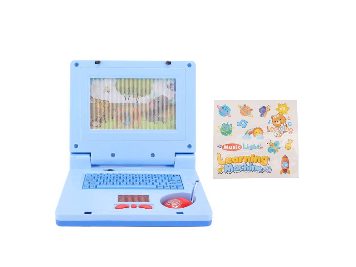 Ats-ordenador Educatsivo Para Niños Con Led Y Música Juguete De Simulación De Computadora Desarrollo Cognitivo Ratsón No Retráctil Azul