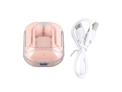 Fones De Ouvido Bluetooth Sem Fio Com Redução De Ruído Tela Digital Recarregáveis Rosa