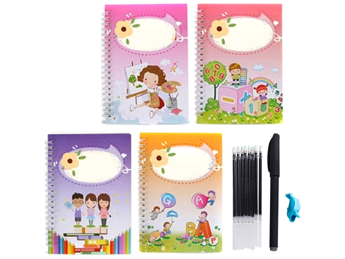 Kit De 4 Cuadernos Para Trazar La Escritura A Mano Para Niños En Edad Preescolar Y Niños - Trazado Caligráfico