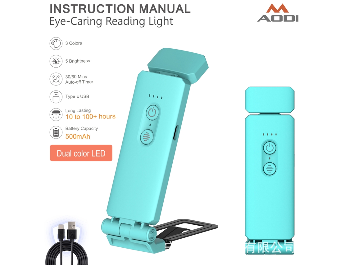 Luz de lectura con carga USB, protección ocular, adecuada para niños MDUG (azul)