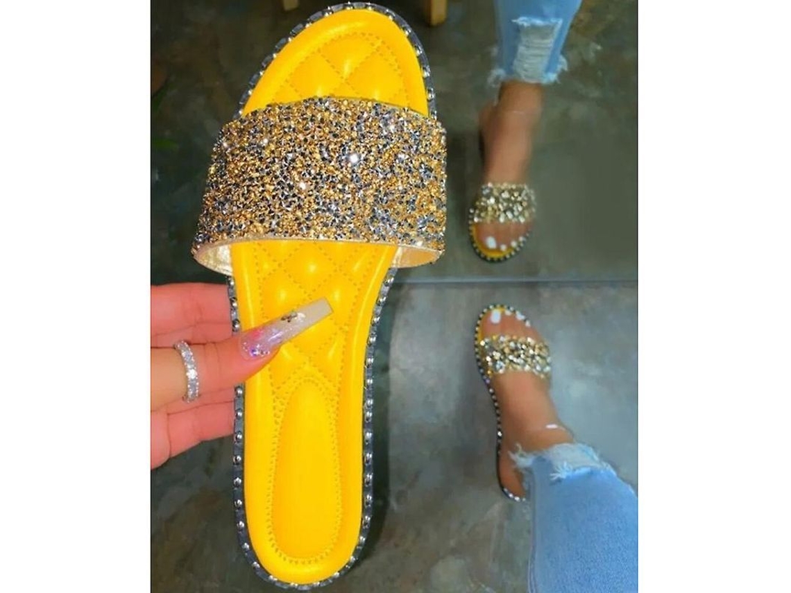2026-zapatos Planos Deslizantes De Glitter Para Mujer Sandalias Casuales
