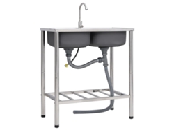 Lavavajillas doble de camping DKD HOME DECOR con grifo de acero inoxidable