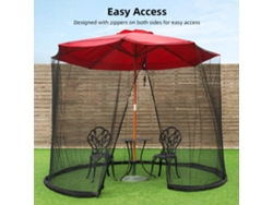 Mosquitera Para Sombrilla De Patio De 2,1 A 3,3 Metros, Ajustable Con Cremallera Y Base Estable Para 7 A 9 Personas.