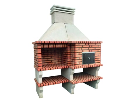 HORNO BBQ - Barbacoa de ladrillo refractario y cemento, con horno de barro - 187x90x240cm ARTICIMENTOS