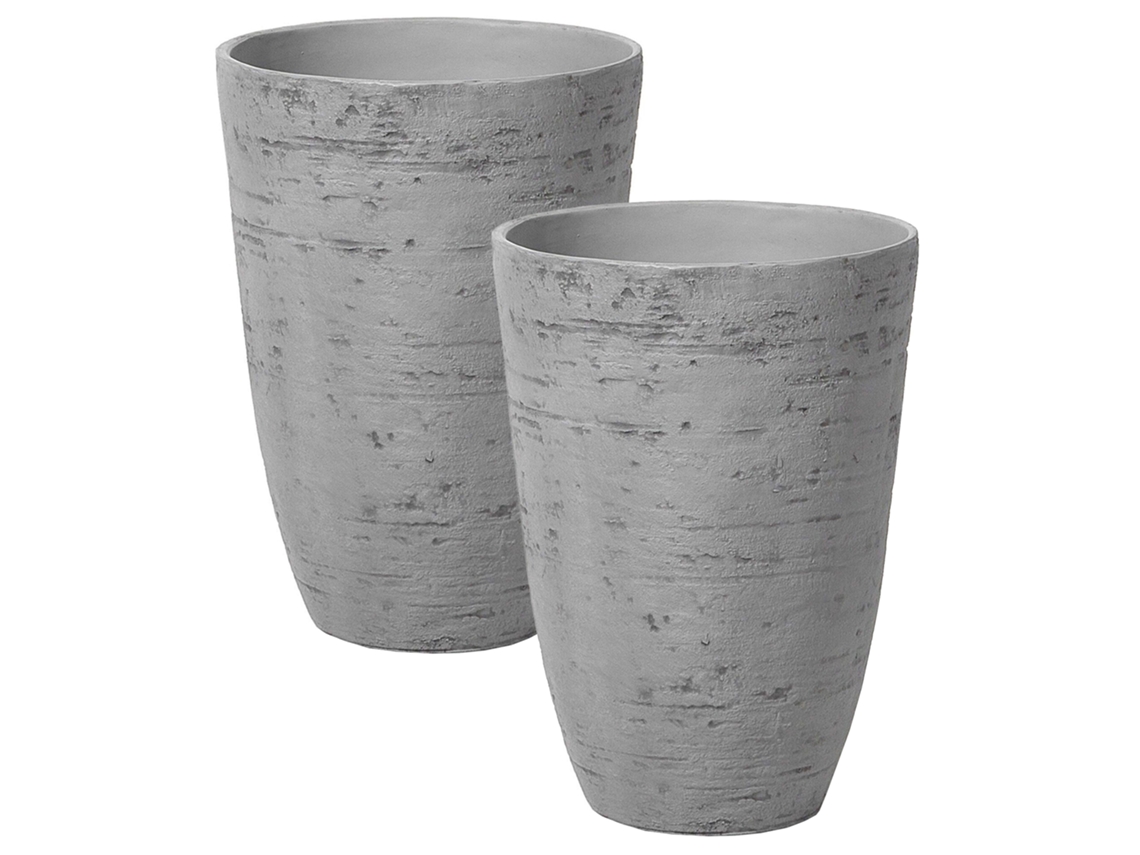 Conjunto de 2 macetas BELIANI Camia de Mezcla de piedra Gris 35x35x50