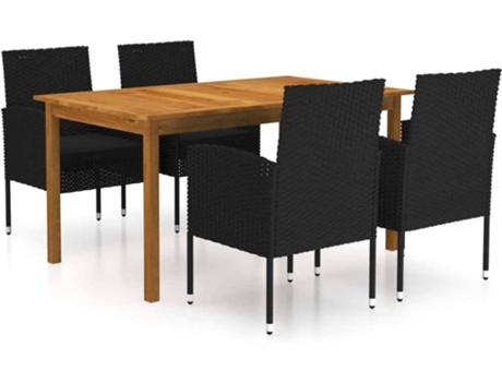 Conjunto 5 de comedor para jardín de VIDAXL negro