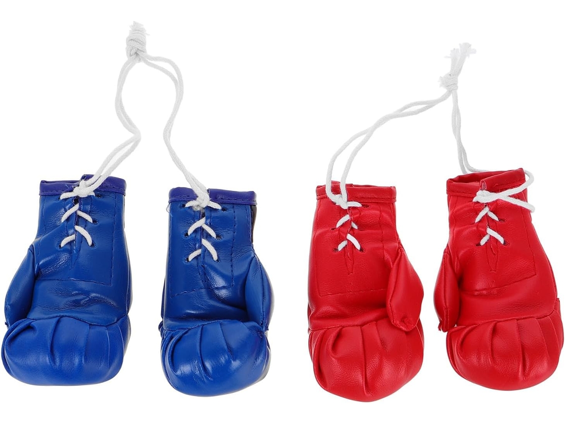 Juego De 4 Mini Guantes De Boxeo De 10 Cm, Colgantes Para Espejo Retrovisor De Coche, Color Rojo Y Azul.