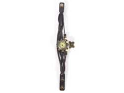Reloj Analógico De Cuarzo Para Mujer Con Correa De Pu Trenzada Y Colgante De Mariposa Marrón.