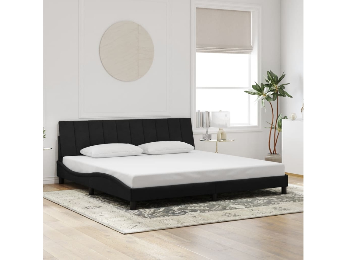 Estructura Cama Sin Colchón Terciopelo Negro 200x200 Cm