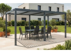 Pérgola Bioclimática Autoportante Agosta 5x3, 250 Cm De Altura - Aluminio Gris