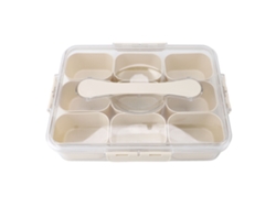 Caja Organizadora De Especias De Plástico Con 9 Compartimentos, Tapa Y Asa, Ideal Para La Cocina Y Para Acampar.