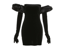 2026-vestido Sexy De Manga Volada Con Guantes Bodycon Slim Para Mujer Xms L Negro