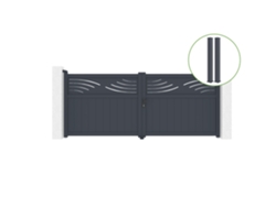 Puerta abatible 3,4m HALTI H.140cm aluminio 2 postes EIFEL 15x15cm H.166cm GRI CASANOOV