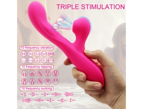 Vibrador de masaje de succión y bofetadas multifrecuencia para mujeres (rojo) VEANXIN