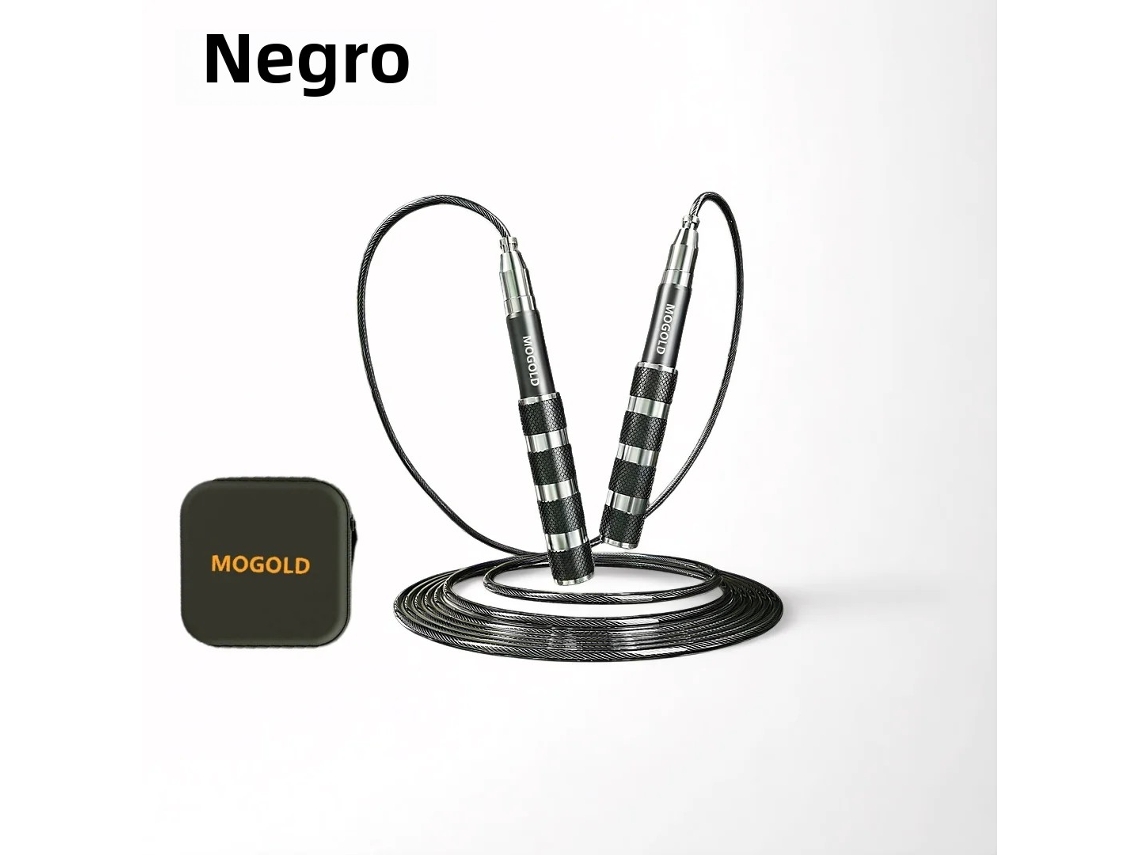 Cuerda de saltar telescópica ajustable, equipo de gimnasio, cable de aleación de aluminio Mdug (negro)