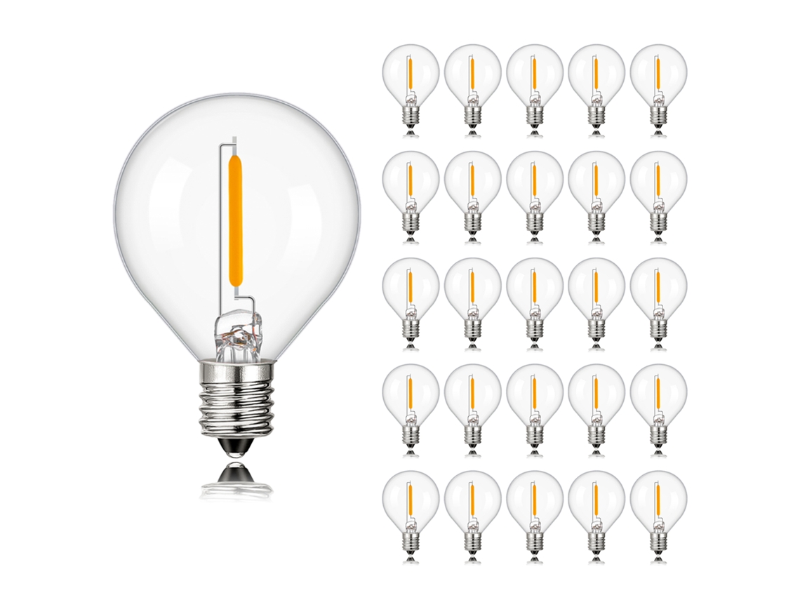 25 bombillas LED G40, casquillo E12, luz cálida, 2200 K, 7 W de potencia. Mdug (110 V)