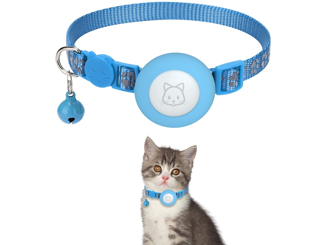 Collar para mascotas pequeñas, soporte para rastreador GPS, banda de nailon flexible y duradera con reflector, azul* ZYBLSSBB