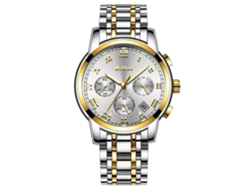 Reloj Hombre Biden Acero Inoxidable Resistente Al Agua Cuarzo Pulsera Blanco