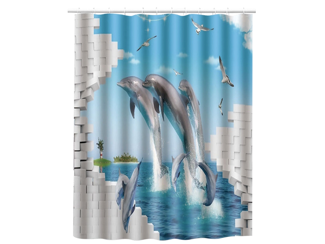 Hermosa cortina de ducha de poliéster impermeable 180x180cm Delfín