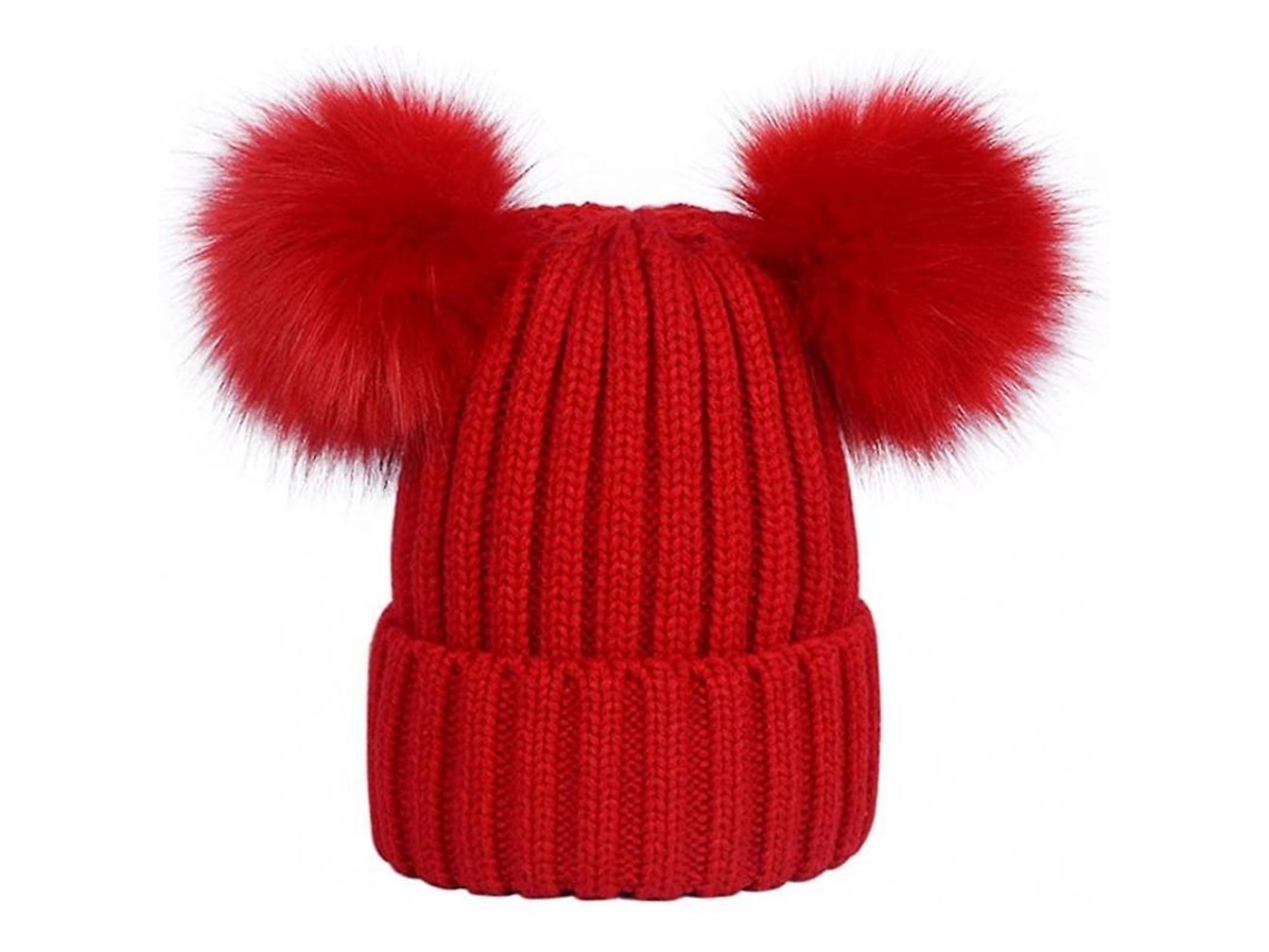 Gorro De Lana De Invierno Para Mujer Con Doble Pompón, Gorro De Felpa De Moda Coreana Con Diseño De Imitación De Zorro, Hsk 2 Piezas