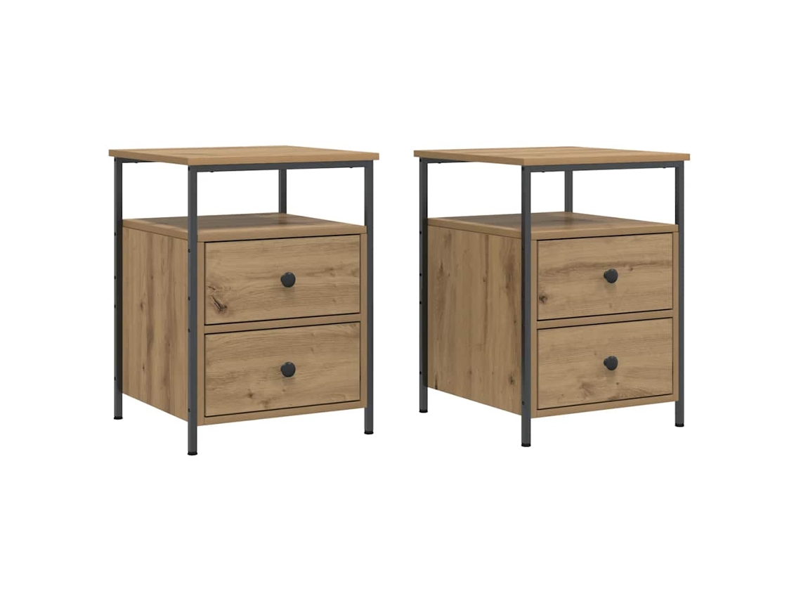 Conjunto 2 Mesita De Noche VIDAXL Marrón Madera contrachapada
