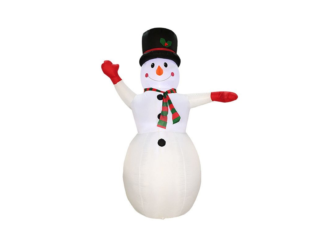 Muñeco de nieve inflable de 2,4 m con luces giratorias de colores para Navidad